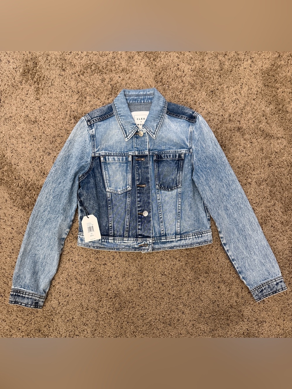 Cleo & Wolf Cropped Denim Jacket Size XS
